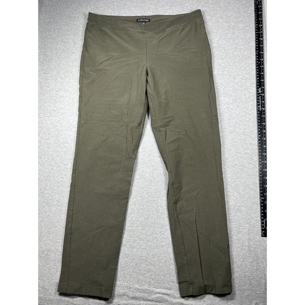 Eileen Fisher Womens‎ Size Medium Stretch Tapered Leg Crop Pants Green